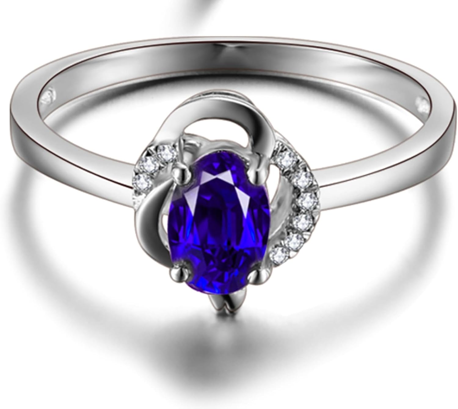 Alliances Femme Bijoux Argent Soeur Or 18 Carats Saphir Créé en Laboratoire Saphir Naturel de 0,5 CT Taille Solide Non Plaqué Mode pour Sœur Noël Bijoux 65