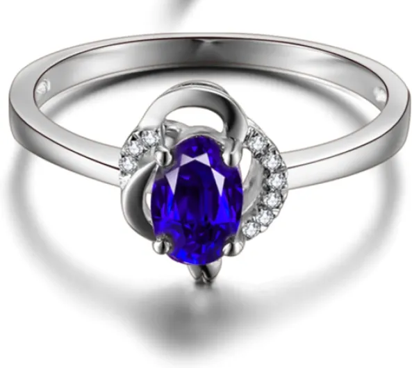Alliances Femme Bijoux Argent Soeur Or 18 Carats Saphir Créé en Laboratoire Saphir Naturel de 0,5 CT Taille Solide Non Plaqué Mode pour Sœur Noël Bijoux 65
