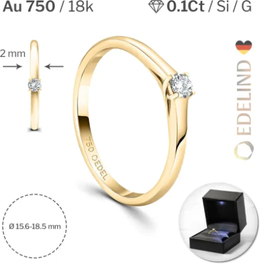 18K or bague fiançailles - diamant 0.05-1ct, GIA dès 0.3ct 0.1ct Diamant 51 (16.2)