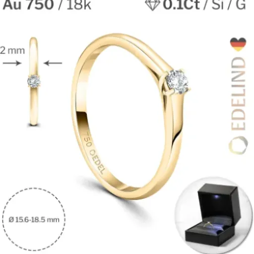 Test EDELIND 18K or bague fiançailles diamant 0.1ct : un solitaire simple qui fait le job