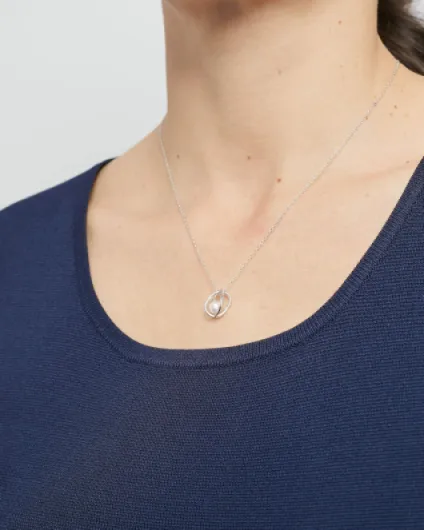 Secret & You Collier Pendentif Perle Femme Perle de Culture d'eau Douce Perle Ronde - Chaîne réglable de 40 o 45 cm - Moderne