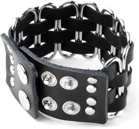 Lot de bracelets réglables en cuir unisexe avec clous en métal style biker Noir, marron.