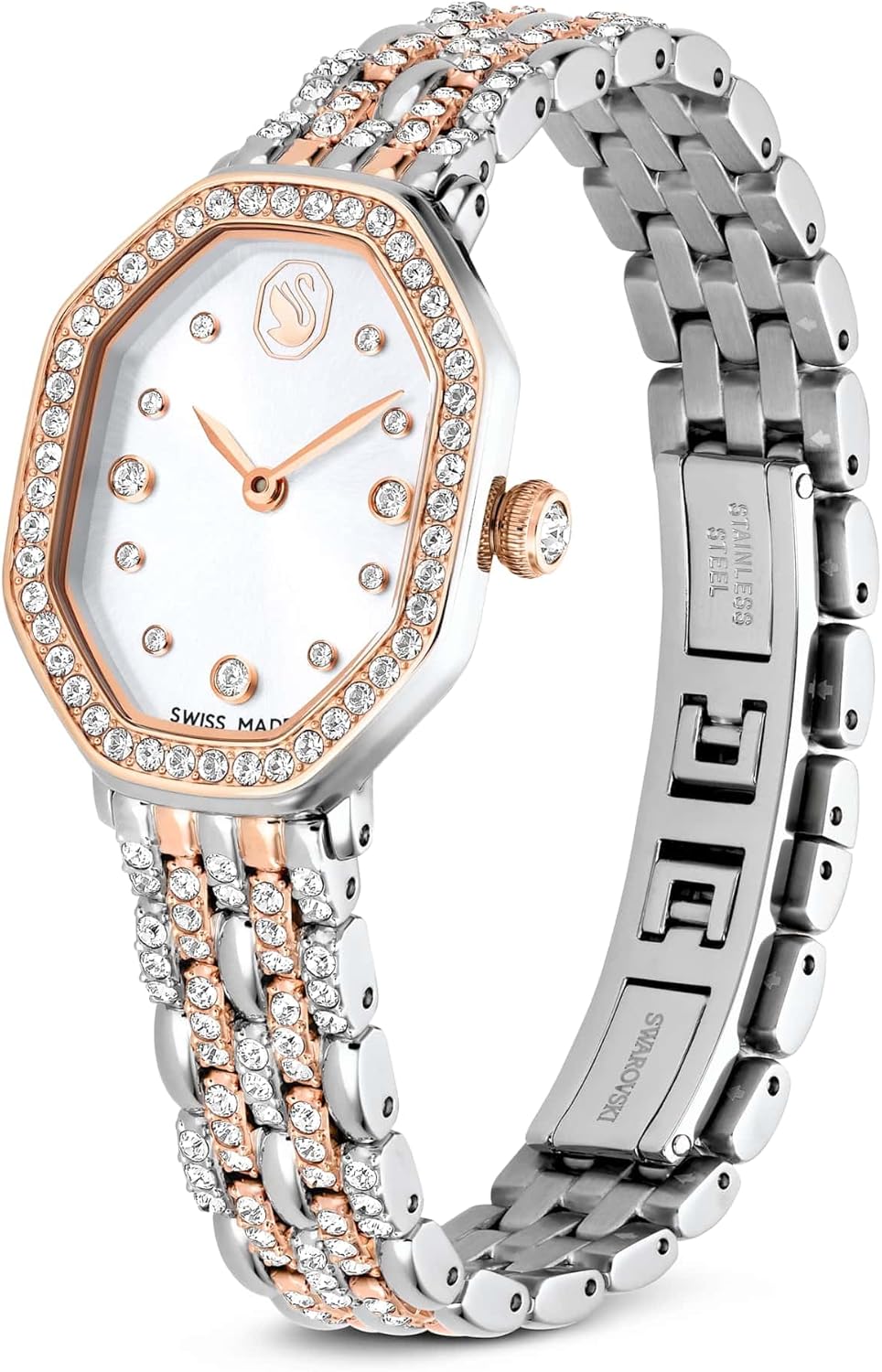 Swarovski Dextera Collection Octagon Watch Rose Gold-tone Finish Silver Tone