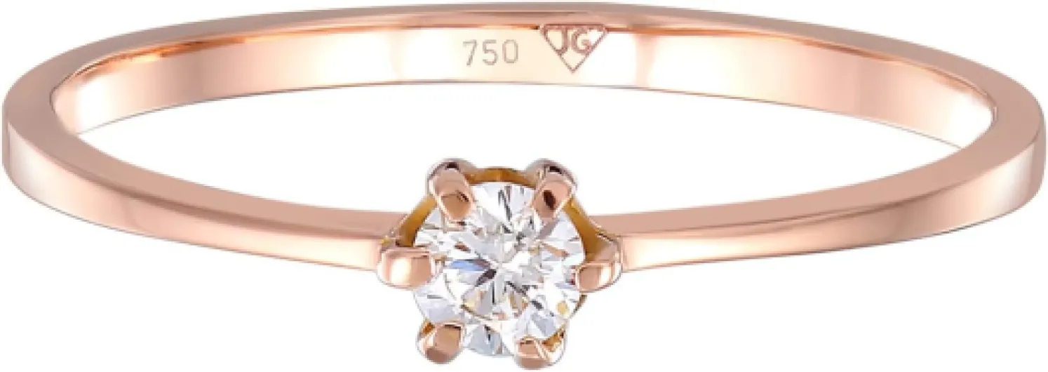 Elli DIAMONDS Bague Femme Solitaire Fiançailles avec Diamant (0.11 ct) en Or Rose 750 52