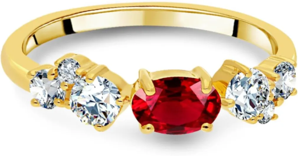 Bague Argent 925/1000 pour Femme sertie Pierre Précieuse Rubis naturel taille Ovale Plaquée Or 18 carats