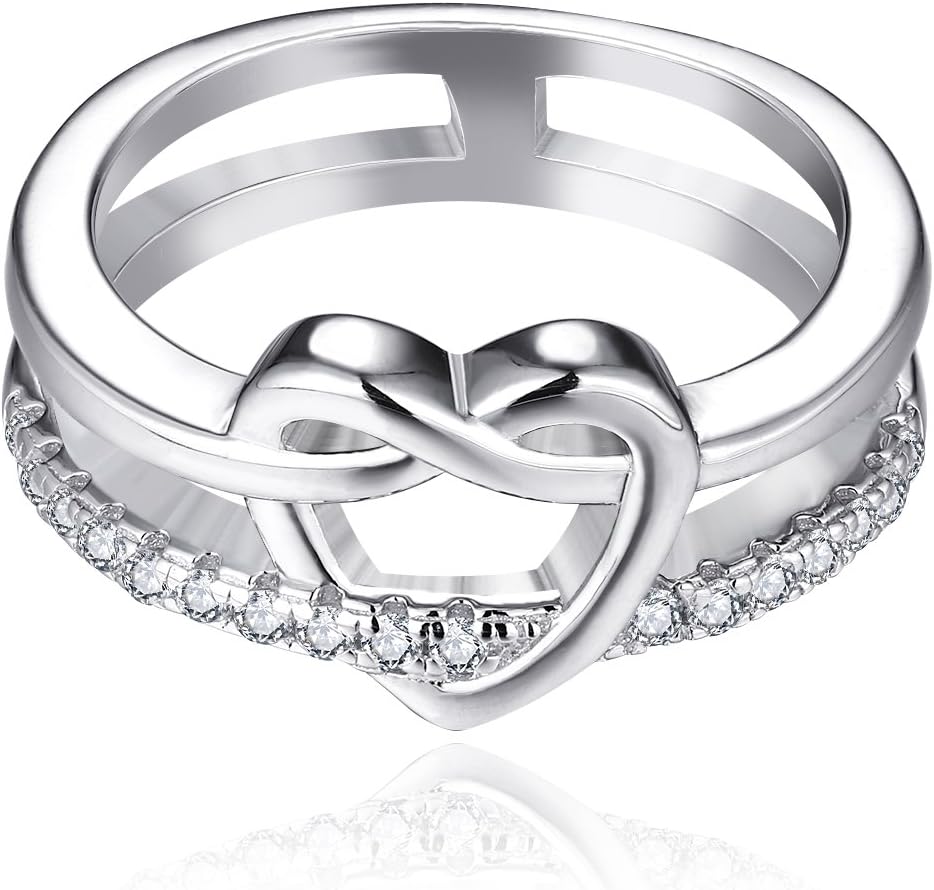 Bague Coeur Infini Argent 925/1000 Femme avec AAA Zirconium,Bijoux pour Femmes Avril,Zirconium Pierre de naissance d' 54