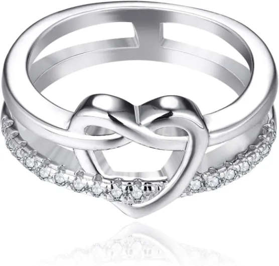 Bague Coeur Infini Argent 925/1000 Femme avec AAA Zirconium,Bijoux pour Femmes Avril,Zirconium Pierre de naissance d' 54