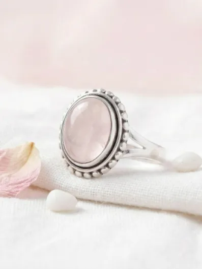 Bague en argent 925 GAMSA avec pierre précieuse 64 Quartz rose