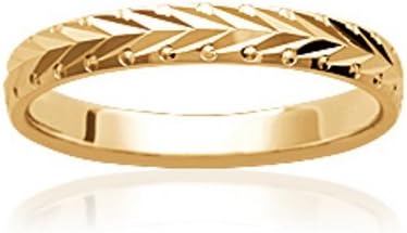 © Bague Alliance en Plaqué Or 18 carats - Motif Gravé Géométrique - 3 mm - Marque Francaise, 58