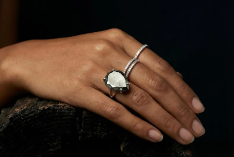 Bague De Luxe En Pyrite - Bagues De Mode Pour Femmes En Argent Sterling 925 - Bague En Forme De Poire Sertie De Pierres Précieuses - Cadeaux Pour Elle - Taille De Bague Personnalisée