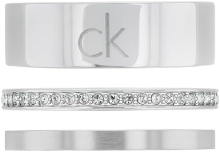 Calvin Klein Collection CK TRIO pour Femme Set de 3 Bagues en Acier Inoxydable avec Cristaux – Disponible en Argent ou Or 54mm Silver