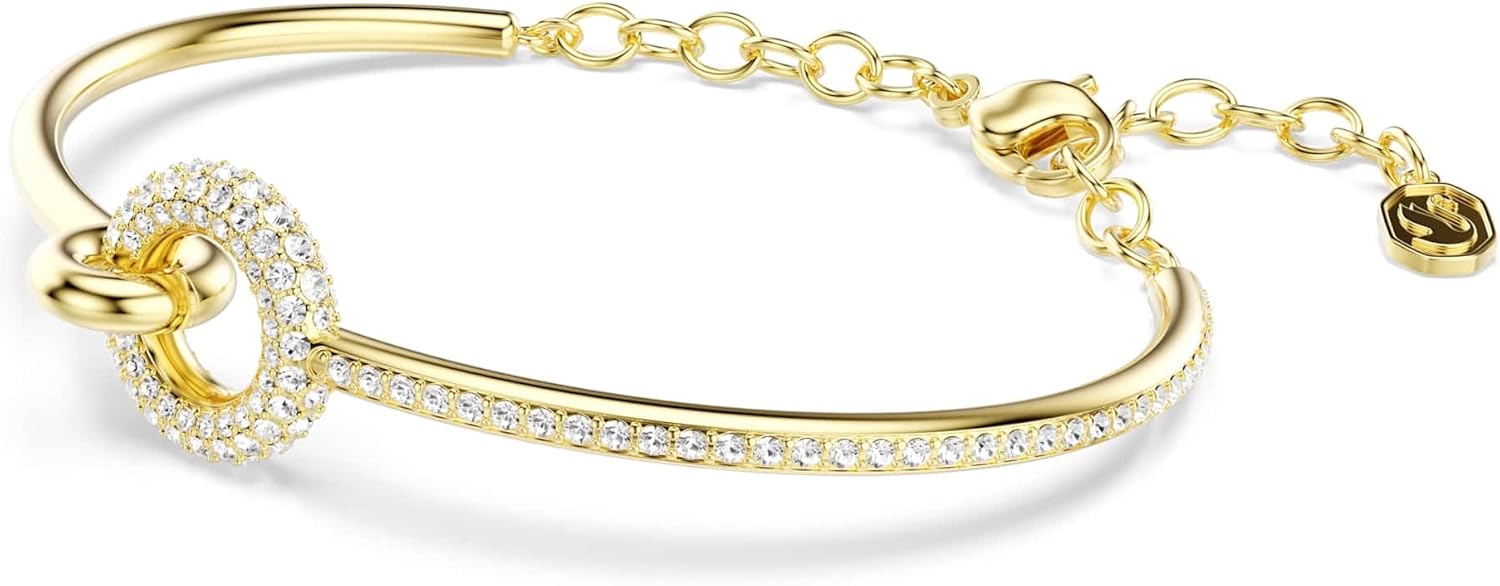 Swarovski Dextera Collection Bracelet jonc, Taille ronde, Blanc Ton Or Plaqué Blanc