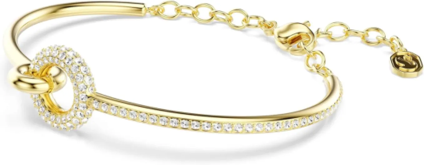 Swarovski Dextera Collection Bracelet jonc, Taille ronde, Blanc Ton Or Plaqué Blanc