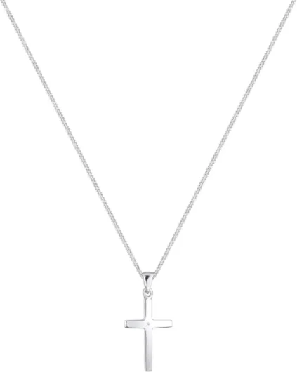 Elli DIAMONDS Halskette Damen mit Anhänger Kreuz und Diamant (0.005 ct.) in 925 Sterling Silber 45 Centimètres