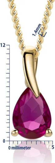 Collier Femme, Chaîne en Argent 925 plaqué Or 18 Carats, Pendentif en Or Blanc/Or Jaune 9 Carats 375 avec Saphir/Rubis/Émeraude/Topaze/Améthyste/Aigue-marine, Chaîne gourmette 45 m, Bijoux Femme Or Jaune Rubis