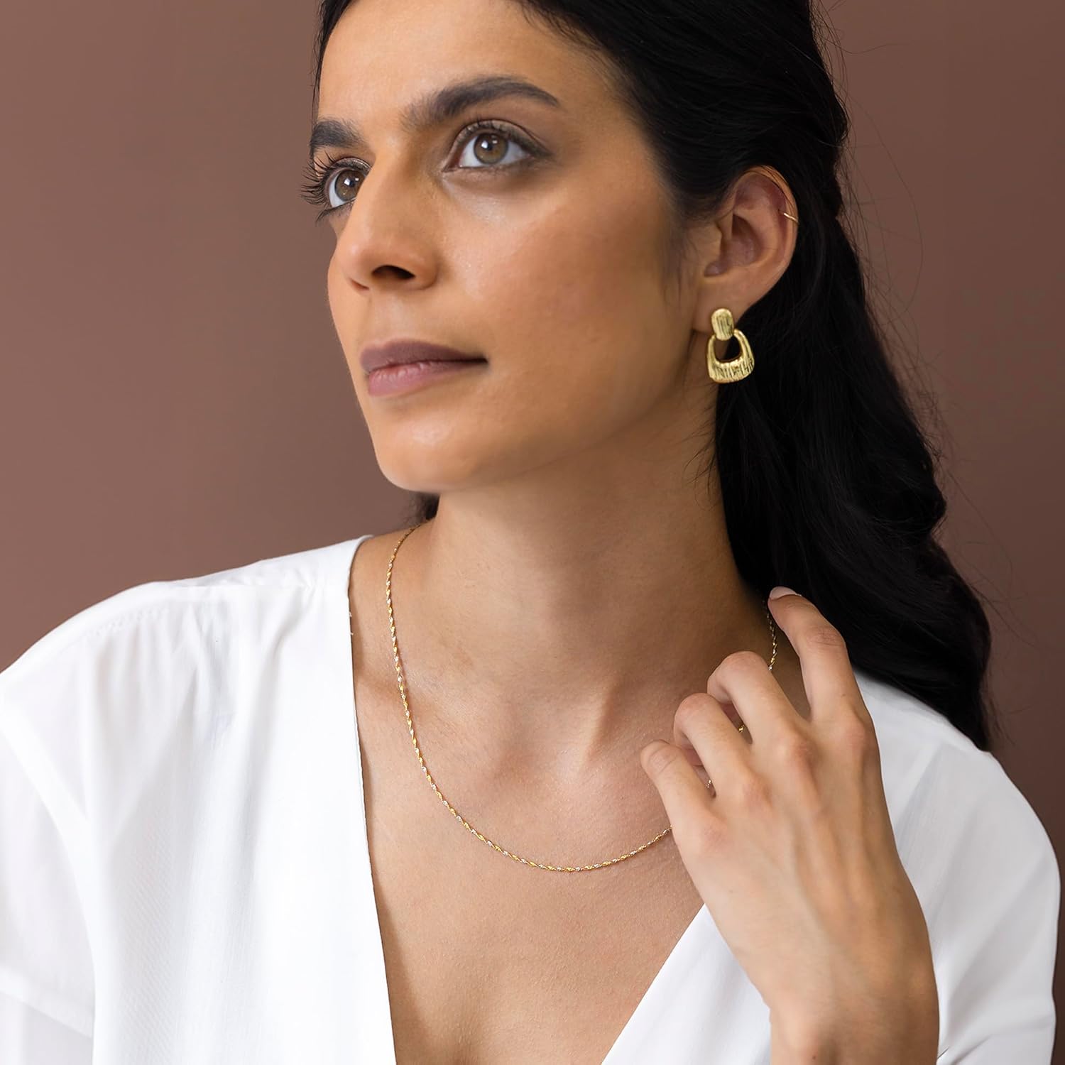 Collier Chaîne pour Femme en Véritable Or Jaune 9 14 Carats - Collier en Or Massif – Maille Miroir, Torsadée ou Popcorn – Longueur 40/45/50 cm 50.0 Centimètres Torsadée Or 9K