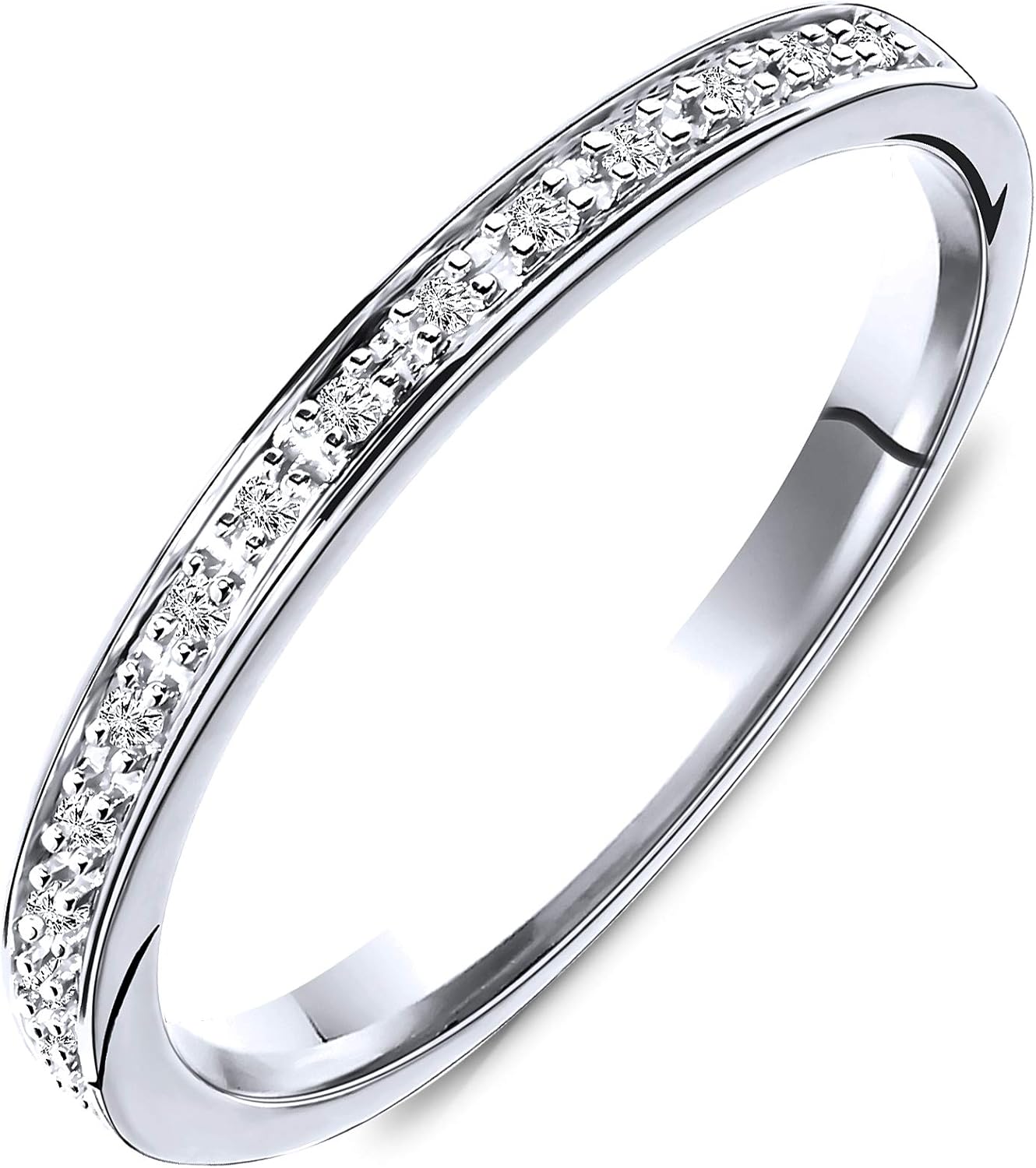 Bague Femme Bague étérnité avec Diamants 0.05 Ct en Or Jaune 9 Carat / 375 Or, Bijoux Or blanc 54