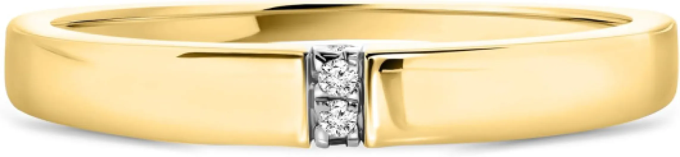 Bague de fiançailles pour femme avec diamant 0,02 carat avec 4 diamants brillants en or Blanc 9 carats/or 375 56