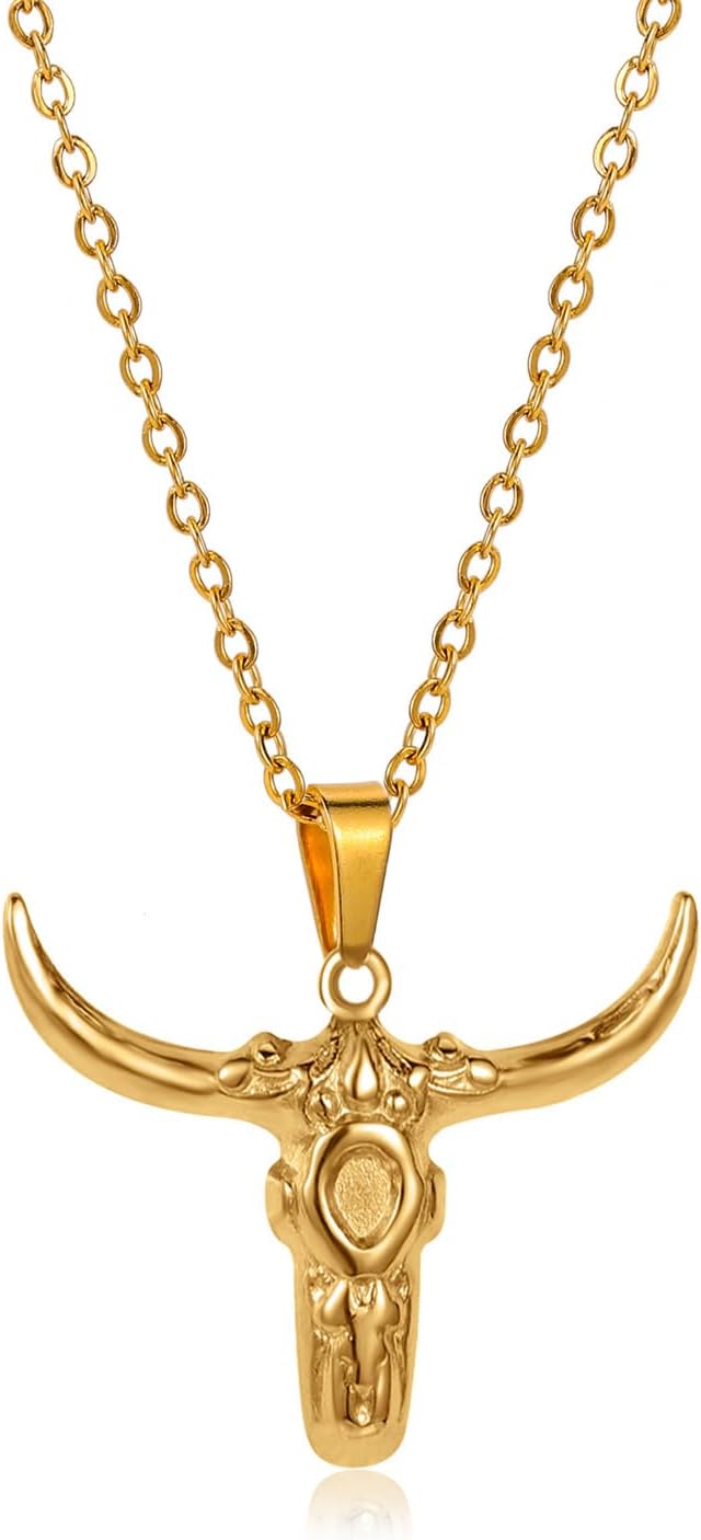 Collier pendentif tête de vache personnalisé en acier inoxydable, Punk, bijoux légers pour femmes, fête d'anniversaire de luxe Silver 45cm+5cm