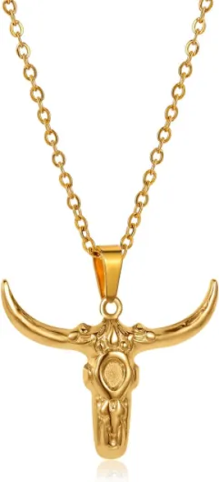 Collier pendentif tête de vache personnalisé en acier inoxydable, Punk, bijoux légers pour femmes, fête d'anniversaire de luxe Silver 45cm+5cm