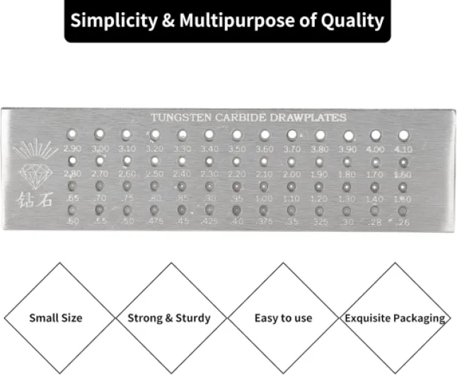 Plaque de tirage en fil, plaque de tirage ronde en carbure de tungstène solide et durable en acier à 52 trous ronds pour la fabrication de bijoux