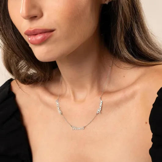 MYKA – Collier personnalisé avec plusieurs noms en argent sterling, plaqué or 18 carats, or rose, vermeil – Bijoux de fête des mères sur mesure pour femme, maman, grand-mère, épouse – Cadeau délicat,
