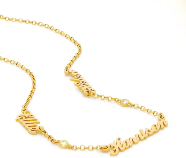 MYKA – Collier personnalisé avec plusieurs noms en argent sterling, plaqué or 18 carats, or rose, vermeil – Bijoux de fête des mères sur mesure pour femme, maman, grand-mère, épouse – Cadeau délicat,