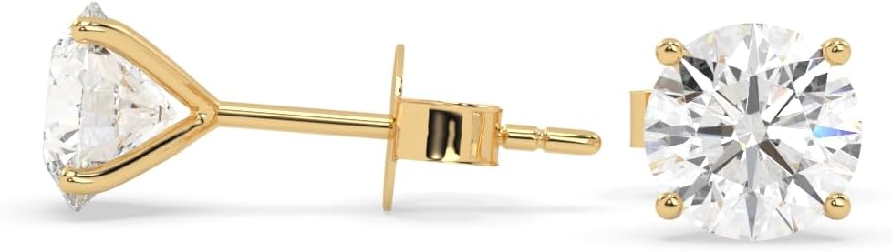 Boucles d'oreilles Or 18K avec 2 Diamants 0.5 Carat exceptionnelles (Qualité E VS1) - L’Excellence Certifiée sans les Frais de Marketing or jaune