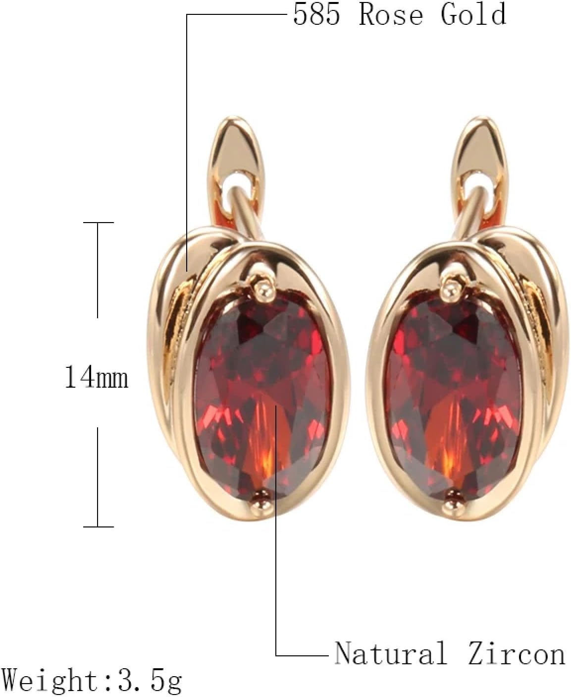 Boucles d'oreilles Femme Clou d'oreille Femmes Boucles d'oreilles Pendantes de Luxe en Zircon Naturel Rouge pour Femmes, Grandes Boucles d'oreilles Tendance Red Taille unique