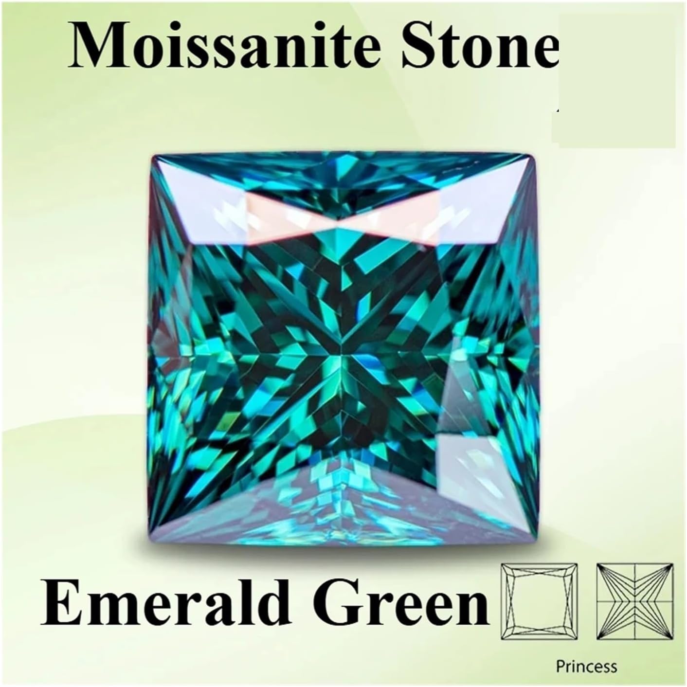Pierre libre en moissanite, Moissanite de laboratoire, taille princesse, diamant chauffé for la création bijoux for femmes(5.5x5.5mm-1.0ct) 5.5x5.5mm-1.0ct Emerald Green