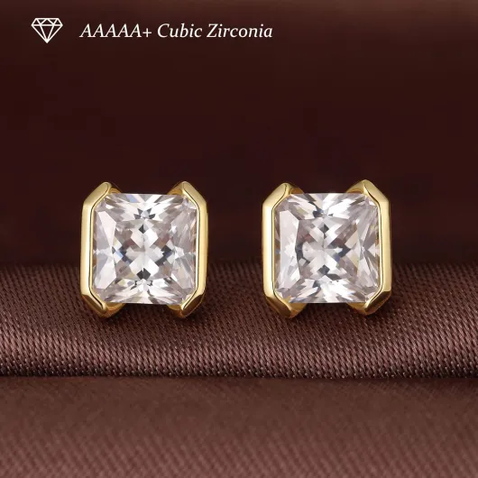 JiaYang Boucles d'oreilles en argent sterling avec diamants marquise pour femmes et hommes, plaquées or, grandes boucles d'oreilles en CZ en forme d'yeux de cheval Grand Radiant - Or jaune 18 carats