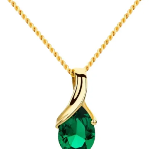 Test Orovi Collier Femme Or Jaune 9 Carats : un petit pendentif émeraude sympa mais assez fin