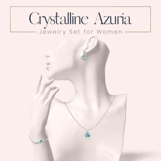 Test Crystalline Azuria Ensemble Larmes : un kit collier/boucles/bracelet bleu océan qui fait le job pour les cadeaux