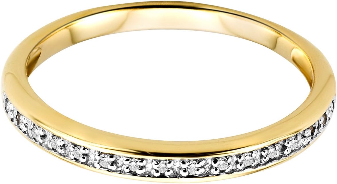 Bijoux femme, Bague éternité en or jaune avec diamants 0.05 Ct 9 Kt / 375 or Or jaune 51