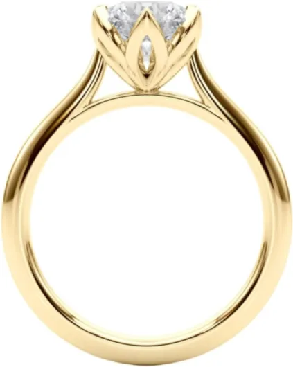 Bague de fiançailles solitaire diamant rond 0,50 carat certifié IGI, pour femme - Couleur D & pureté VS - Bague en or jaune 18 carats - Taille 57