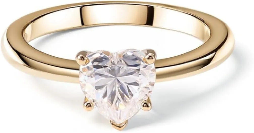 Bague en moissanite 1 carat en forme de cœur pour femme - Bague de mariage en argent sterling 925 plaqué or 18 carats - Bague en diamant créée en laboratoire - Bague en diamant artificiel