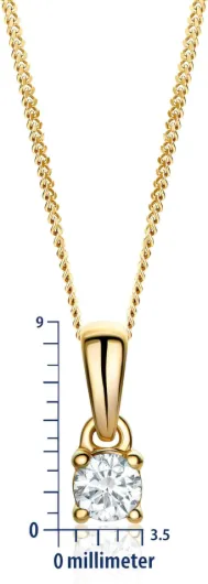 Bijoux pour Femmes Collier Solitaire avec Pendentif Diamant 0.10Ct/ 0.15Ct/ 0.20Ct Chaîne Classique en Or Blanc/Or Jaune 14kt 585 Or, 45 cm de long Or jaune 0.15ct