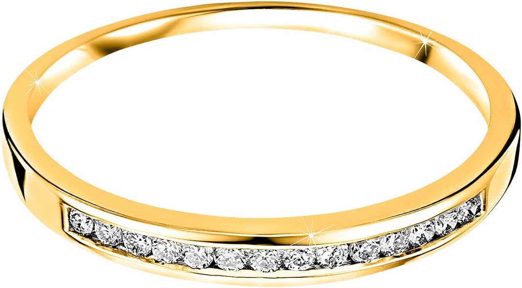 Bague de fiançailles pour femme - Or jaune 18 carats (750) - Diamant 0,10 carat 58