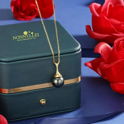 Collier de Perles Noires de Tahiti - Cadeau pour Femme, Anniversaire, Fête des Mères, Noël, Saint-Valentin