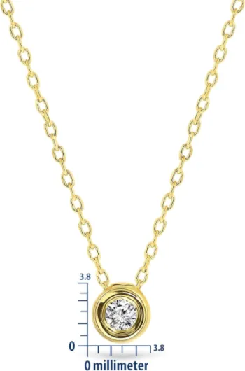 Collier Femme, Pendentif Or Jaune 9 Carats 375, Diamant 0,04 ct, Solitaire Rond, Chaîne Fine, 45 cm, Fermoir Anneau à Ressort, Bijoux Femme avec Boite a Bijoux
