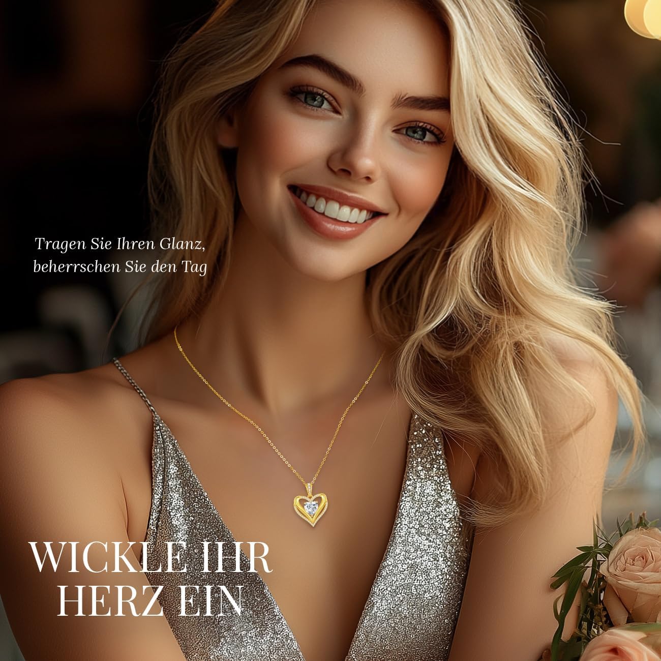 Collier Femme Cadeau,Bijoux Femme Pendentif Coeur Argent 925,Charme Sautoir Necklace orné de Moissanite Idee pour Fête des Mères Anniversaire Saint Valentin pour Elle Maman Copine Amour Mamie Argent 925 Plaqué Or 18 carats-2.0ct Moissanite