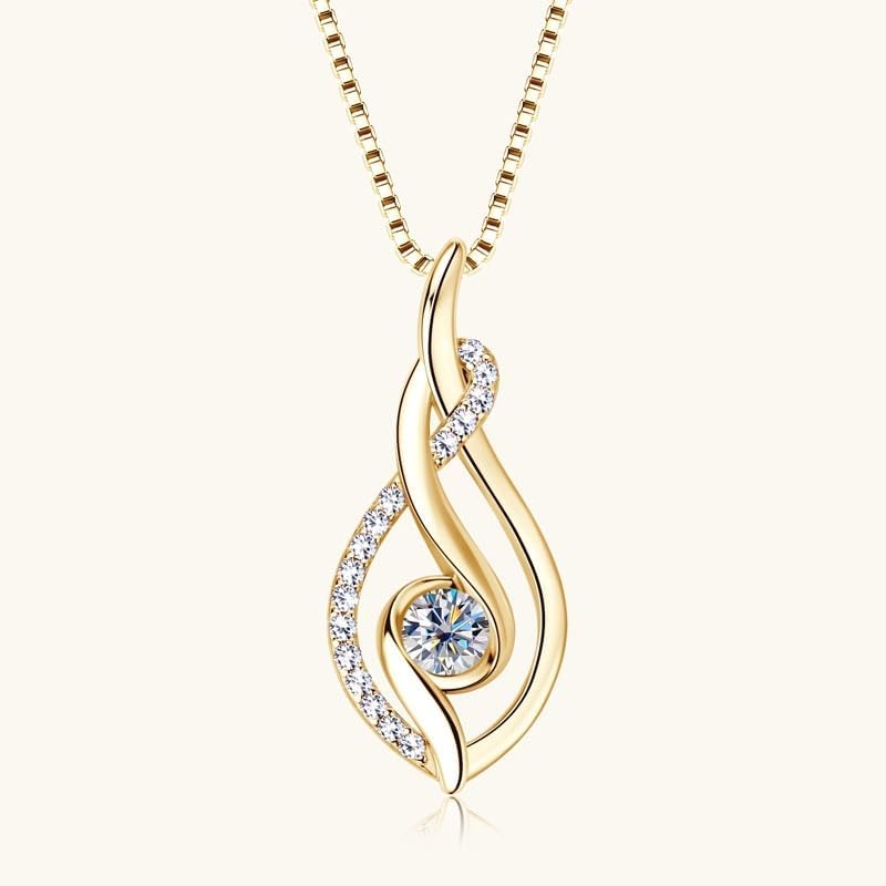 ROUGEMONT Collier en moissanite de luxe en argent sterling 925 et plaqué or 18 carats, collier diamant avec certificat d'authenticité, moissanite, bijou véritable, cadeau pour femme, collier amulette,