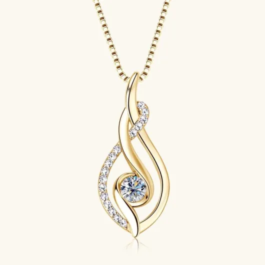 ROUGEMONT Collier en moissanite de luxe en argent sterling 925 et plaqué or 18 carats, collier diamant avec certificat d'authenticité, moissanite, bijou véritable, cadeau pour femme, collier amulette,