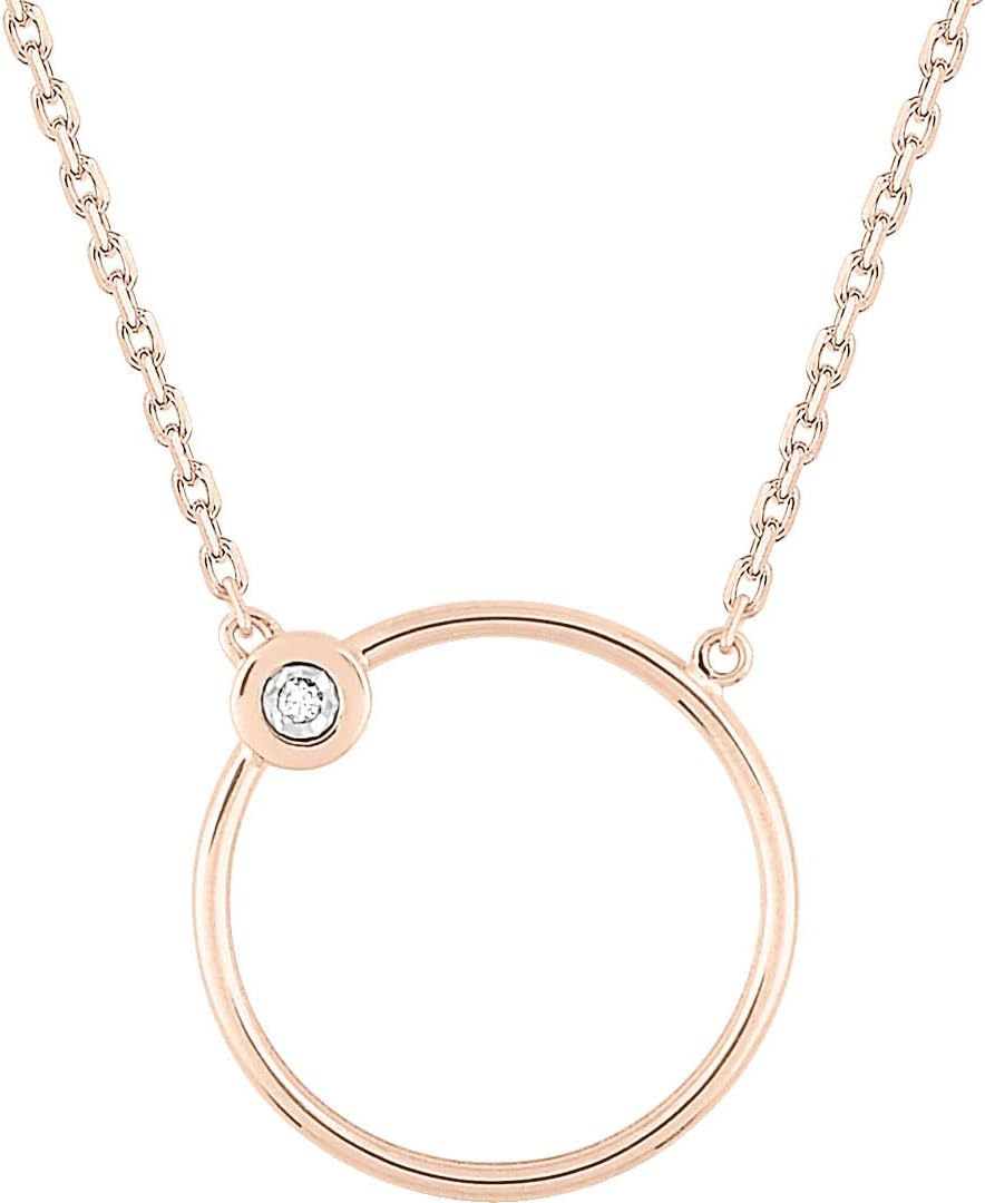 Collier Diamant Cercle Or Rose 18 Carats - Bijoux Or pour Femme