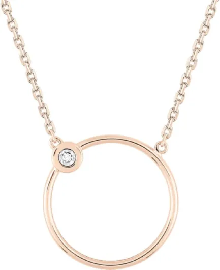 Collier Diamant Cercle Or Rose 18 Carats - Bijoux Or pour Femme