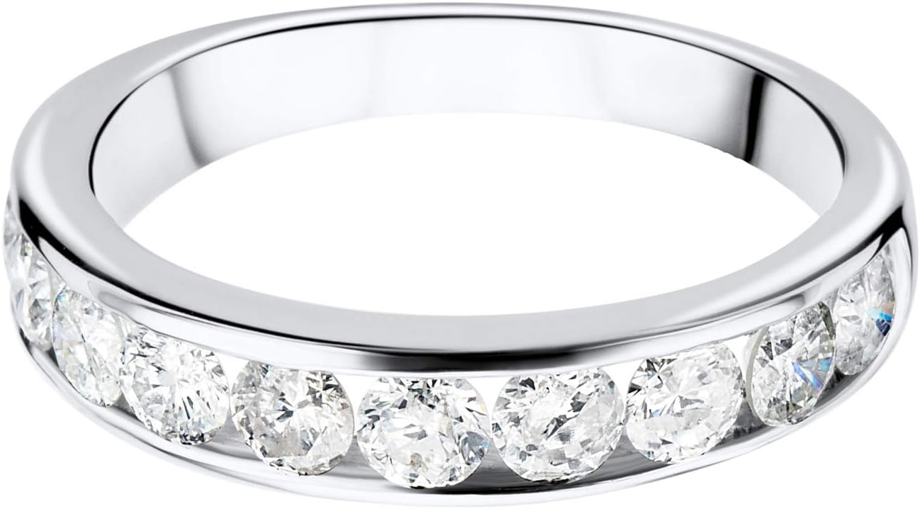 Femme, 9 Kt / 375 Or Bague avec Diamants en Or Blanc, Bague éternité et Diamants 1.0 Ct, Alliance 52