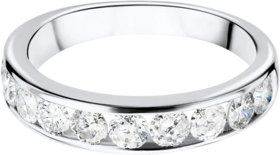 Femme, 9 Kt / 375 Or Bague avec Diamants en Or Blanc, Bague éternité et Diamants 1.0 Ct, Alliance 52