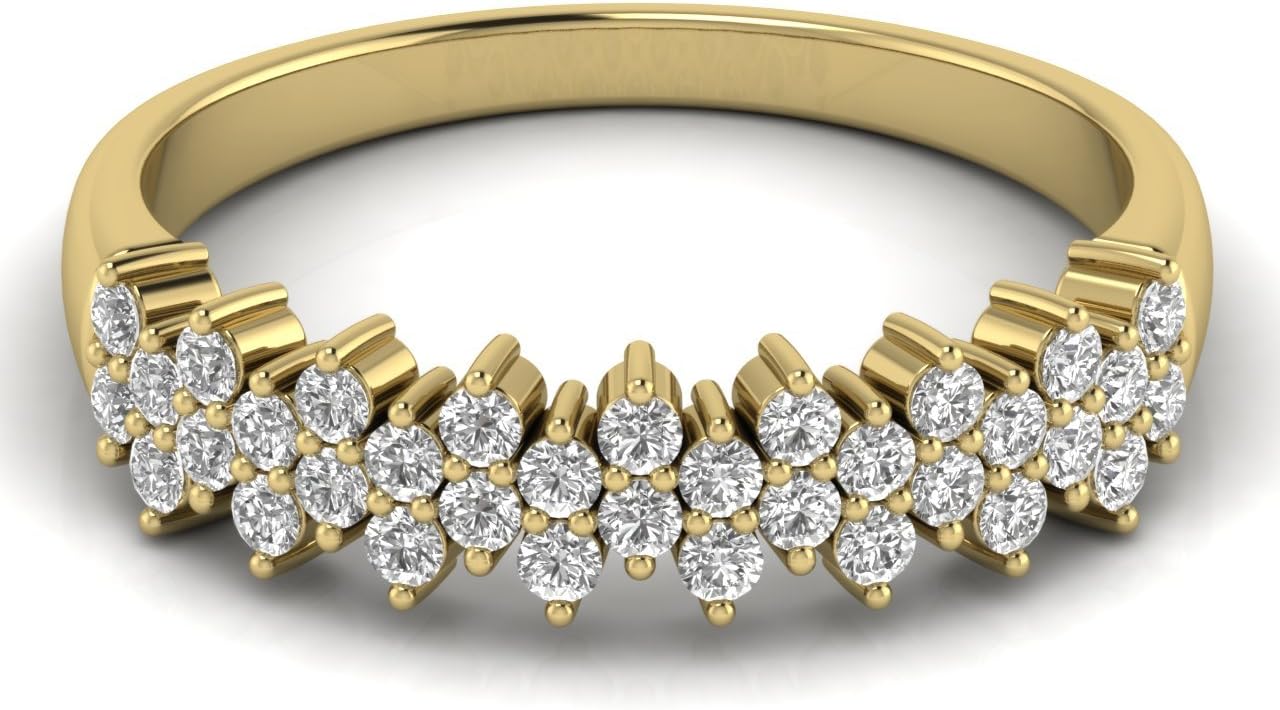 Alliance demi-éternité sertie de diamants ronds brillants 0,70 ct en or et platine - Collection de luxe de luxe pour cadeau, Or Platine Doré Platine Diamant, Diamant
