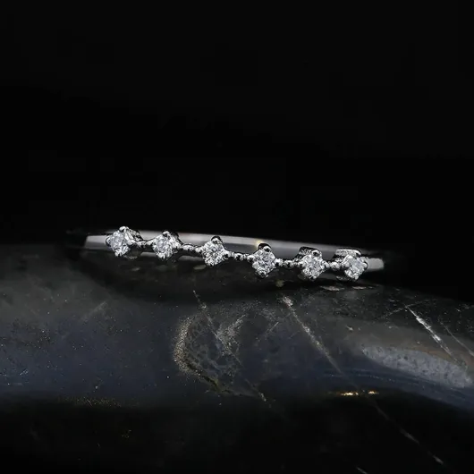 Bague solitaire en or blanc 18 carats avec diamant 0,04 carat, bague de fiançailles en or Au750 pour femme, or blanc, taille 53, Or blanc 18 carats, Créé un diamant